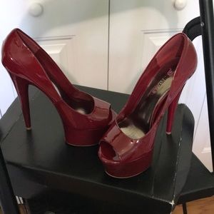 Red high heel shoes - size 6 - never used -
